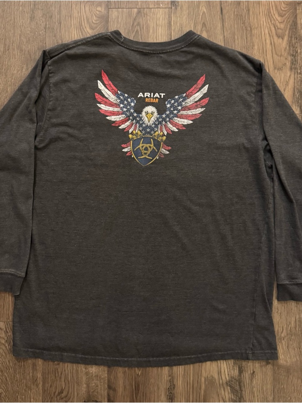 Ariat Black Long-Sleeve Graphic Tee with American Eagle Size XXL